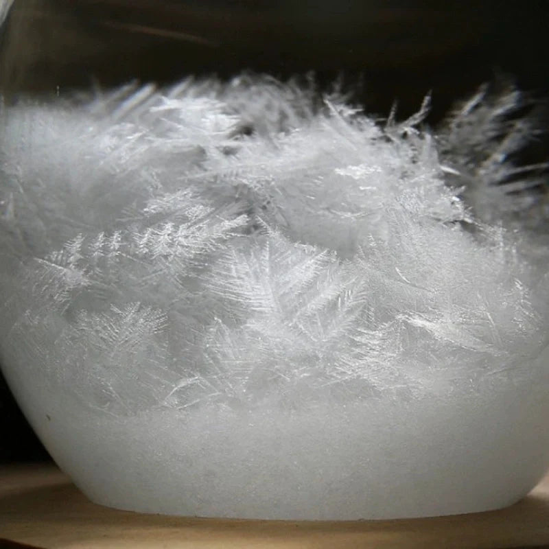 Cryalume Wetterlampe | Leuchtendes Kristall Display mit Temperatur Effekt & Holzsockel