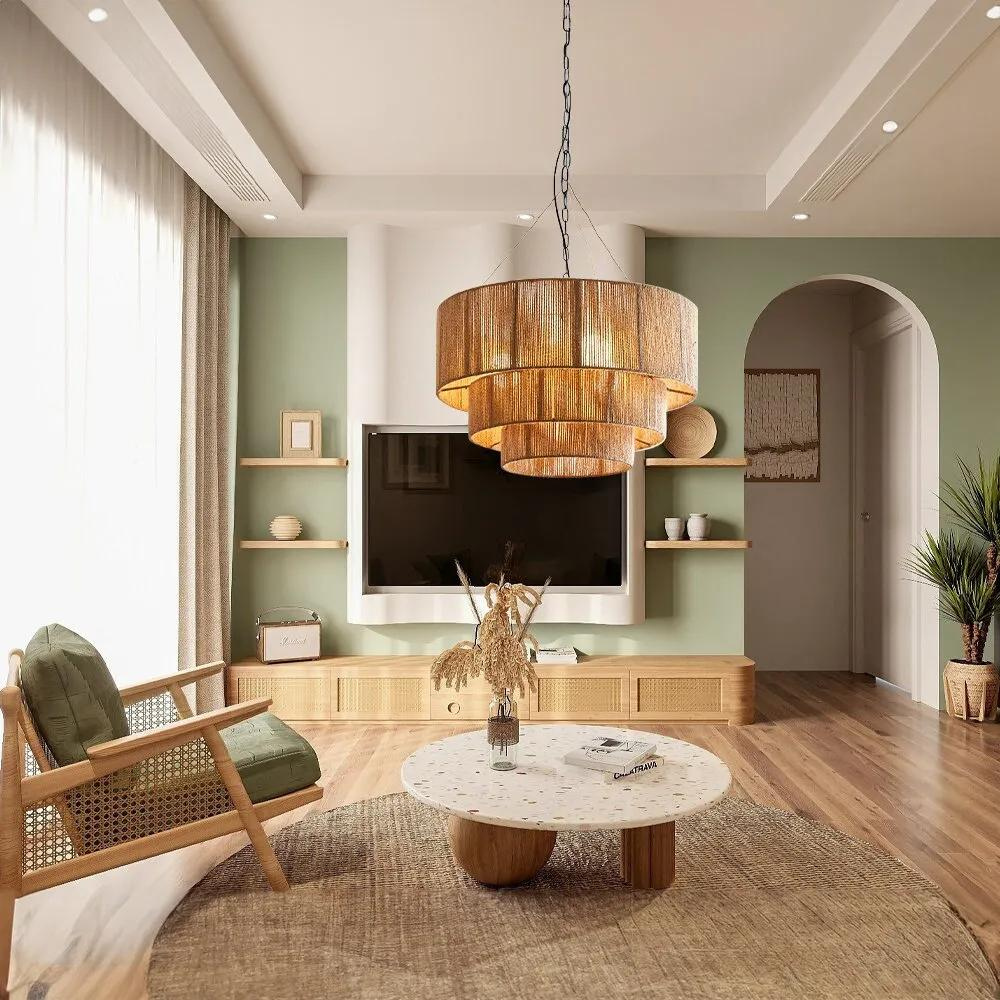 Suspension Hanéora | Douille E27 Chanvre Tressé Main | Bohème Réglable