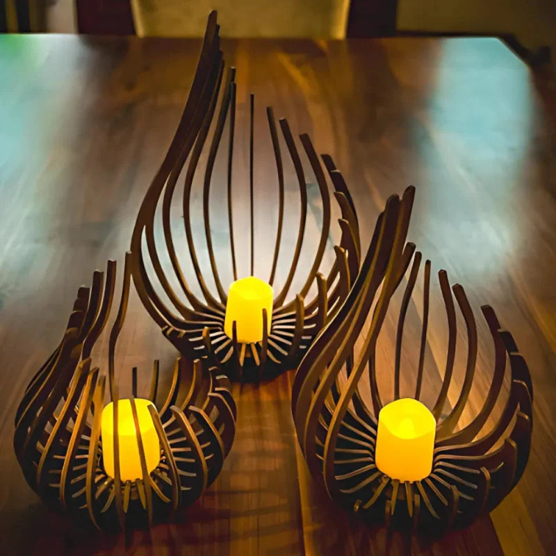 Lunaria Kerzenständer aus Holz | Natürliche Wohn Deko