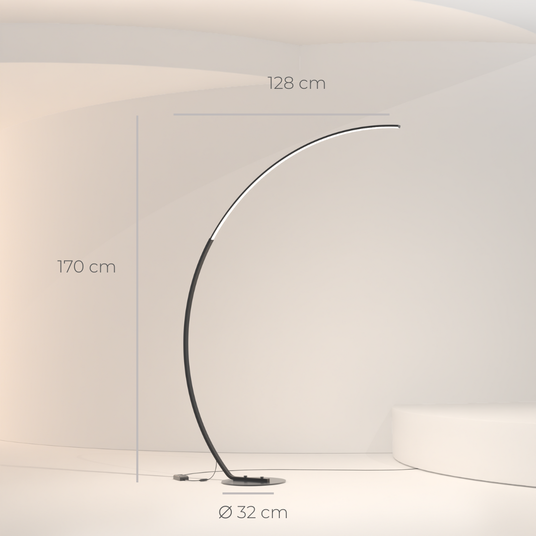 Lampadaire Arc Solvéra | LED Intégrée Dimmable | Métal & Acrylique