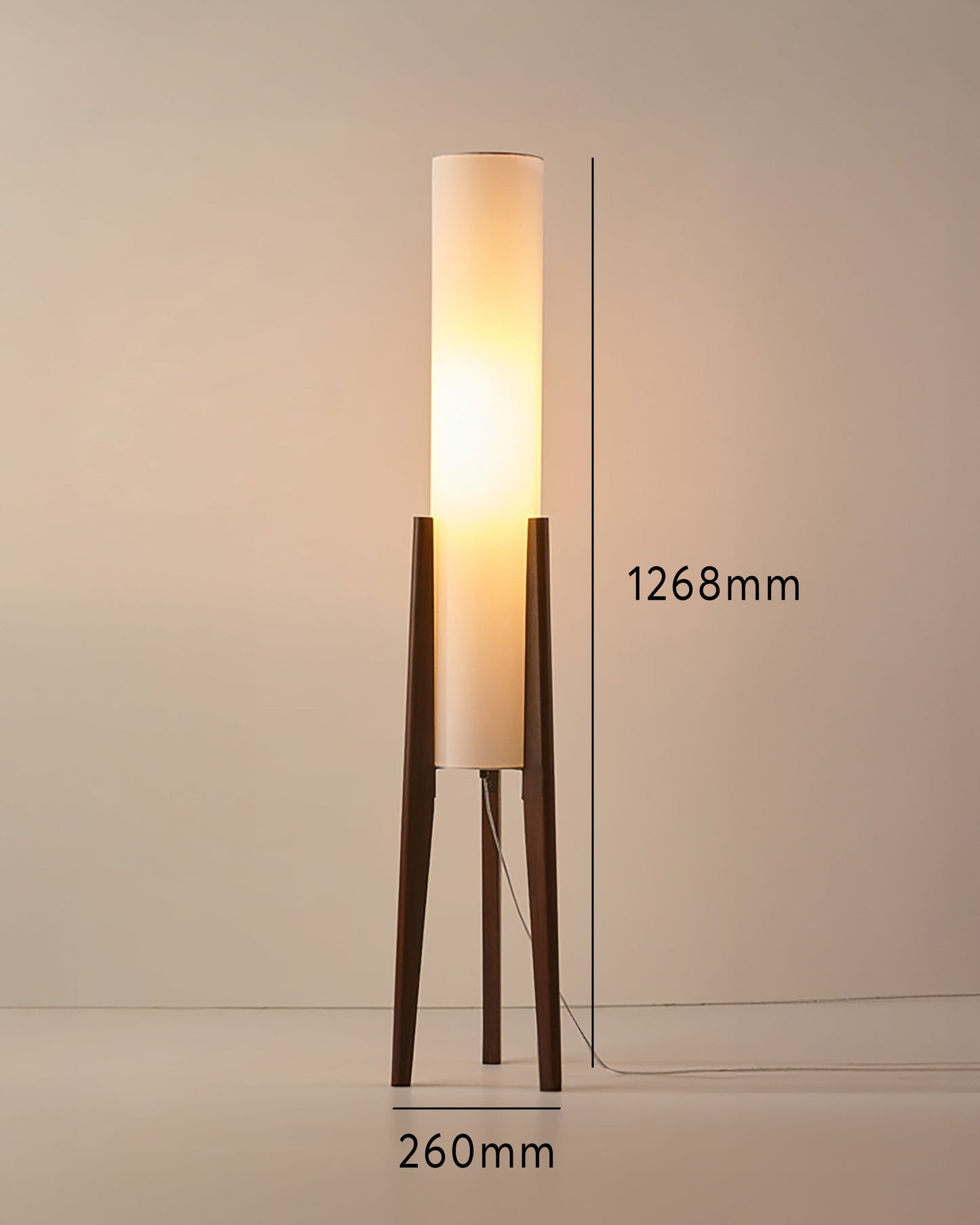 Lampadaire Sylvaren | E27 LED 12W | Noyer Massif & Abat-jour Tissu Rétro Nordique