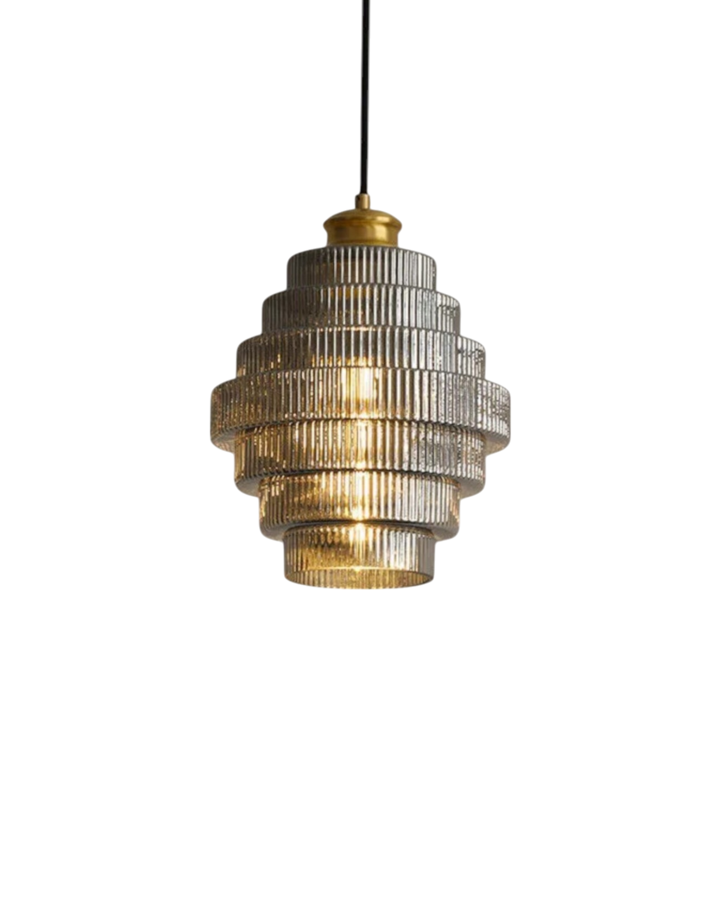 Suspension Ormévia | Douille E27 Verre & Laiton Poli | Câble Réglable Style Rétro Chic