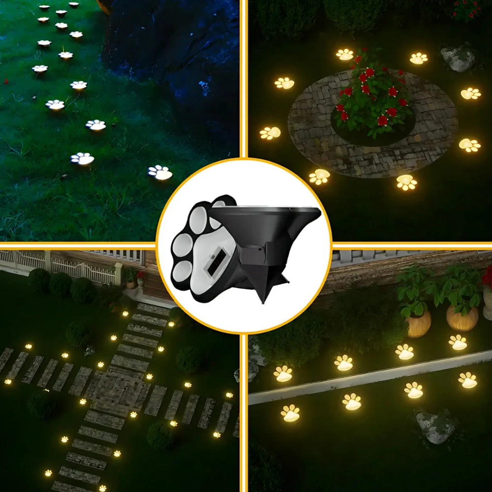 LumiPaw Solarlicht | LED Gartenleuchte mit Pfotenmotiv warmweiß