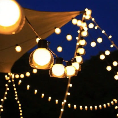 AurynLight Solar Lichterkette | Warmweiße LED Außenbeleuchtung mit USB