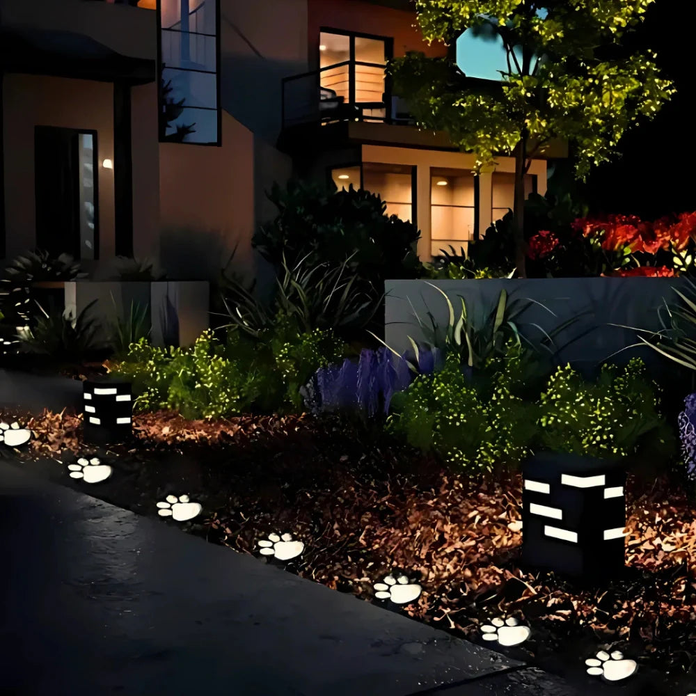 LumiPaw Solarlicht | LED Gartenleuchte mit Pfotenmotiv warmweiß