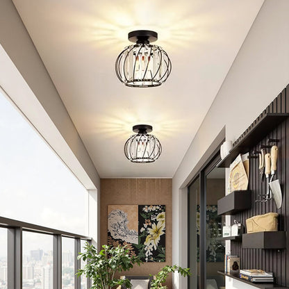 Plafonnier Orlitha | LED 12W 3CCT 3000K–6000K | Métal & Cristal Noir Élégant