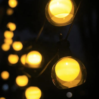 AurynLight Solar Lichterkette | Warmweiße LED Außenbeleuchtung mit USB