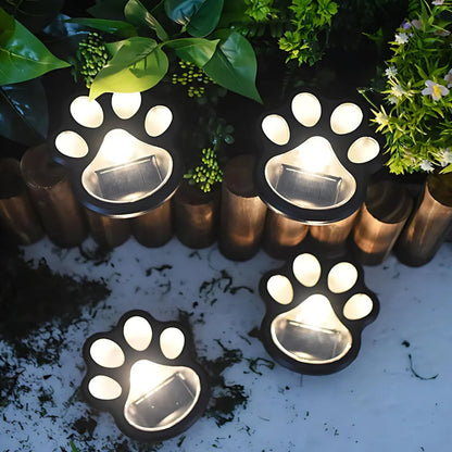 LumiPaw Solarlicht | LED Gartenleuchte mit Pfotenmotiv warmweiß