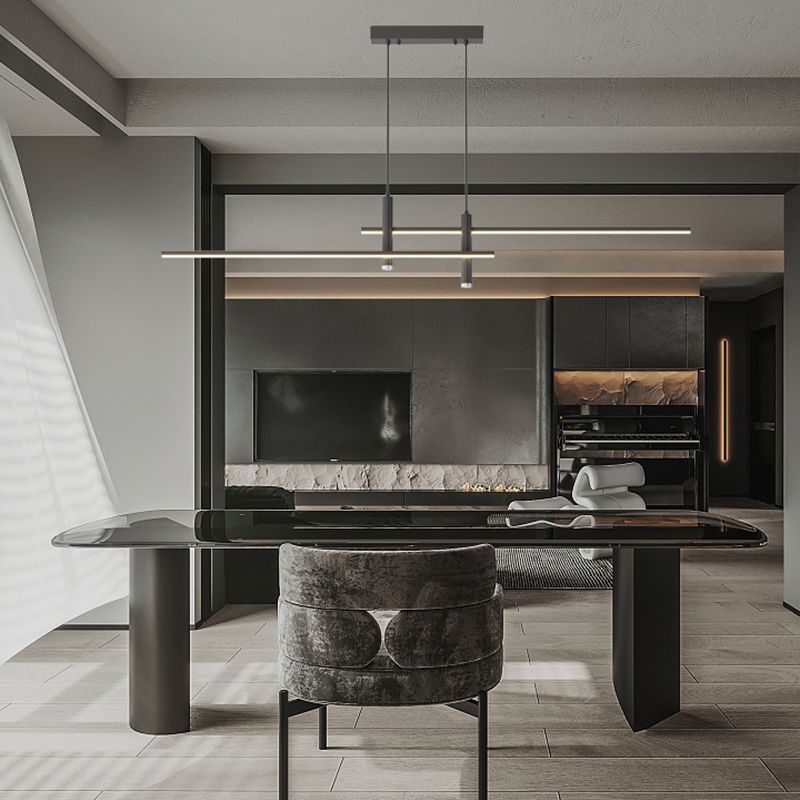 Suspension Varynno | LED SMD 1 Spot IP20 110–240V | Métal Linéaire Noir/Or Câble Réglable