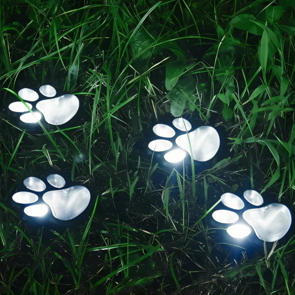 LumiPaw Solarlicht | LED Gartenleuchte mit Pfotenmotiv warmweiß