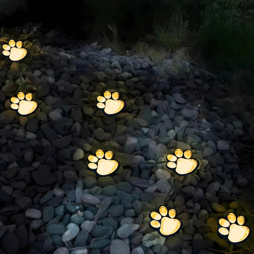 LumiPaw Solarlicht | LED Gartenleuchte mit Pfotenmotiv warmweiß