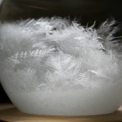 Cryalume Wetterlampe | Leuchtendes Kristall Display mit Temperatur Effekt & Holzsockel