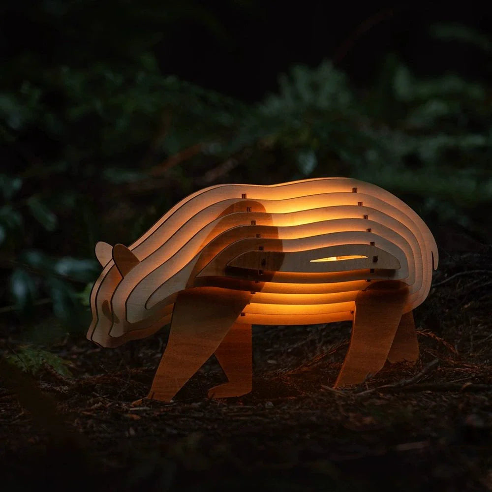 LumoTale Holzleuchte | Handgemachte 3D Tierlampe mit Sensor