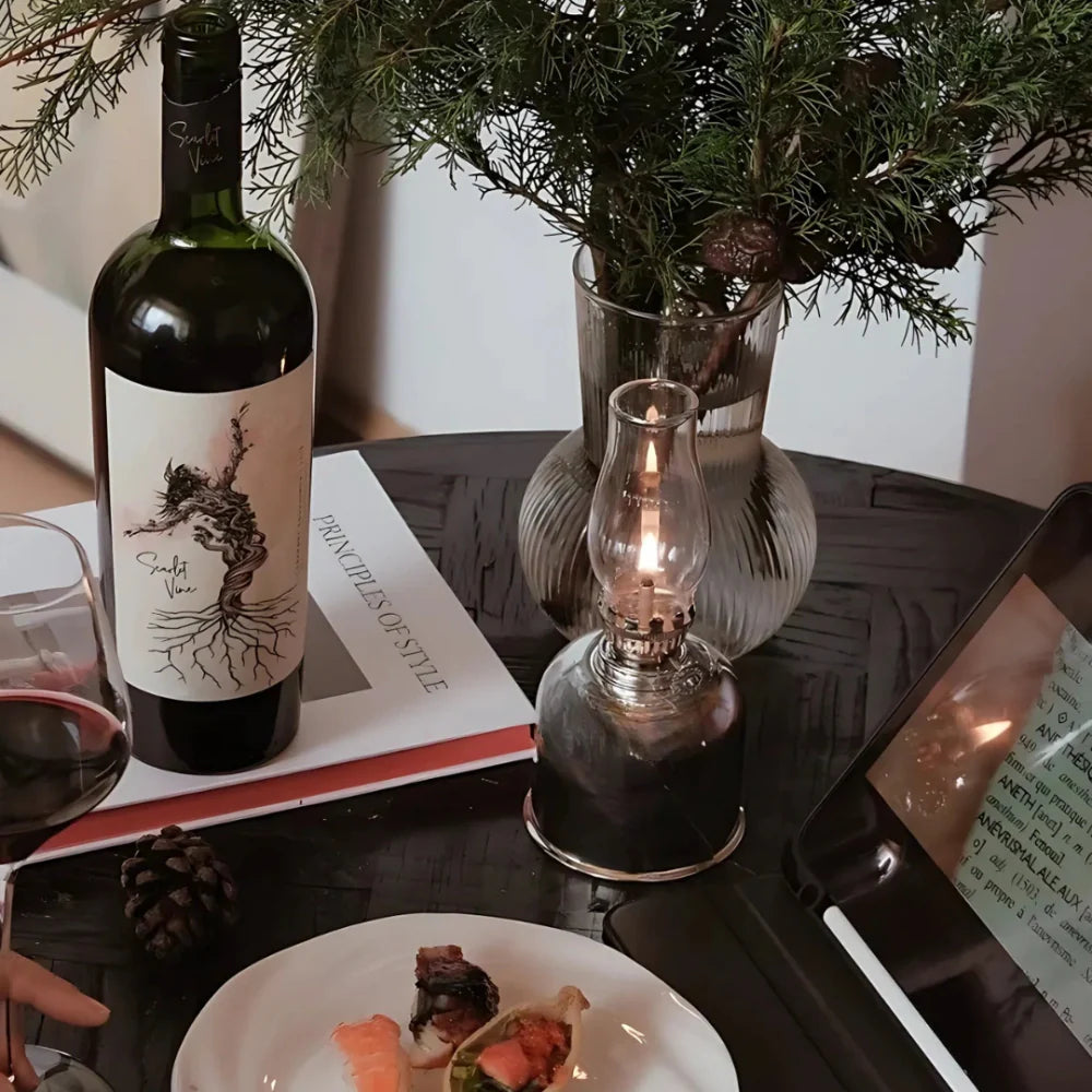 Aurivis Öllampe | Vintage Windlicht aus Eisen mit regulierbarer Flamme