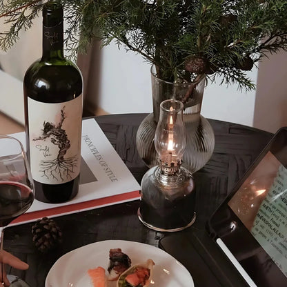 Aurivis Öllampe | Vintage Windlicht aus Eisen mit regulierbarer Flamme