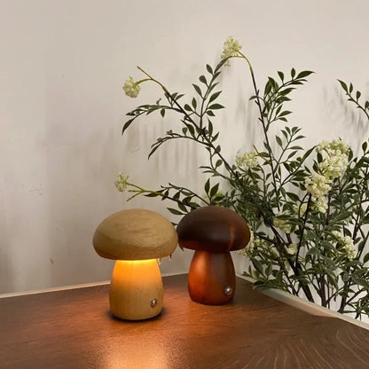 Sylvara Tischlampe | Handgemachte Holz Lampe dimmbar & kabellos