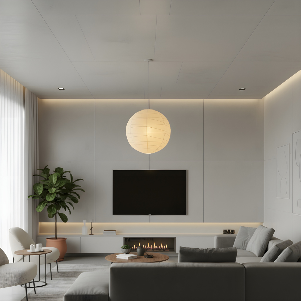 Suspension Kaïryu | Douille E27 Câble Réglable 100 cm | Papier Washi Japonais