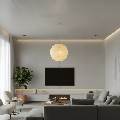 Suspension Kaïryu | Douille E27 Câble Réglable 100 cm | Papier Washi Japonais