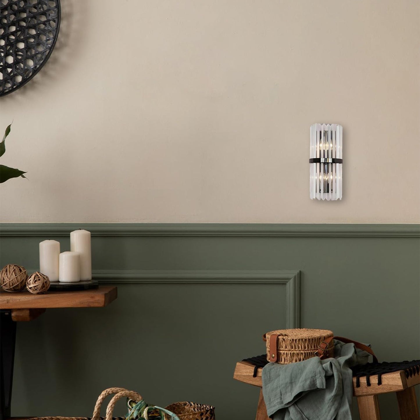 Applique Murale Élyndor | G9/E14 9W 3000K | Acier Inox & Cristal Luxe