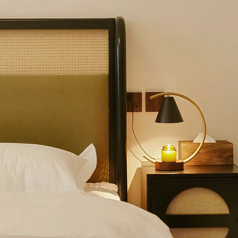 Lunaviax Duftlampe | Dimmbarer Duftwachswärmer mit Holzsockel