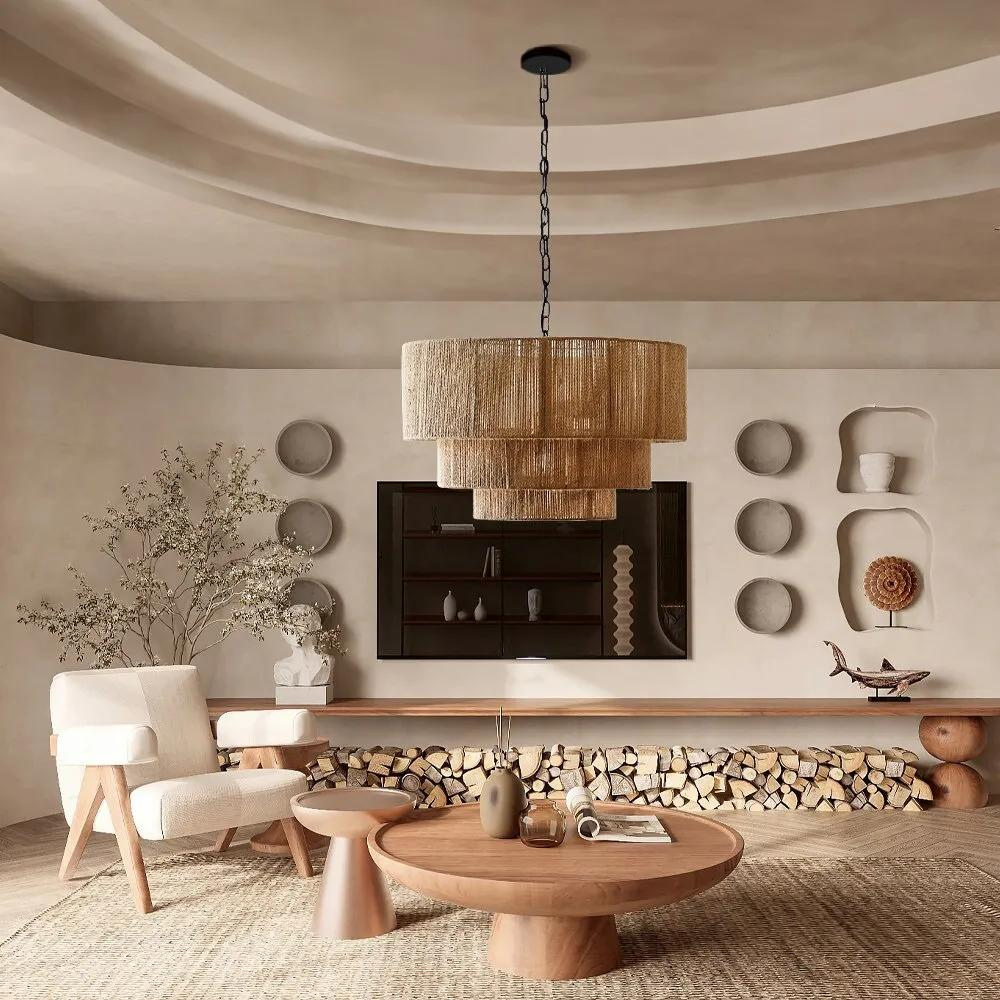 Suspension Hanéora | Douille E27 Chanvre Tressé Main | Bohème Réglable