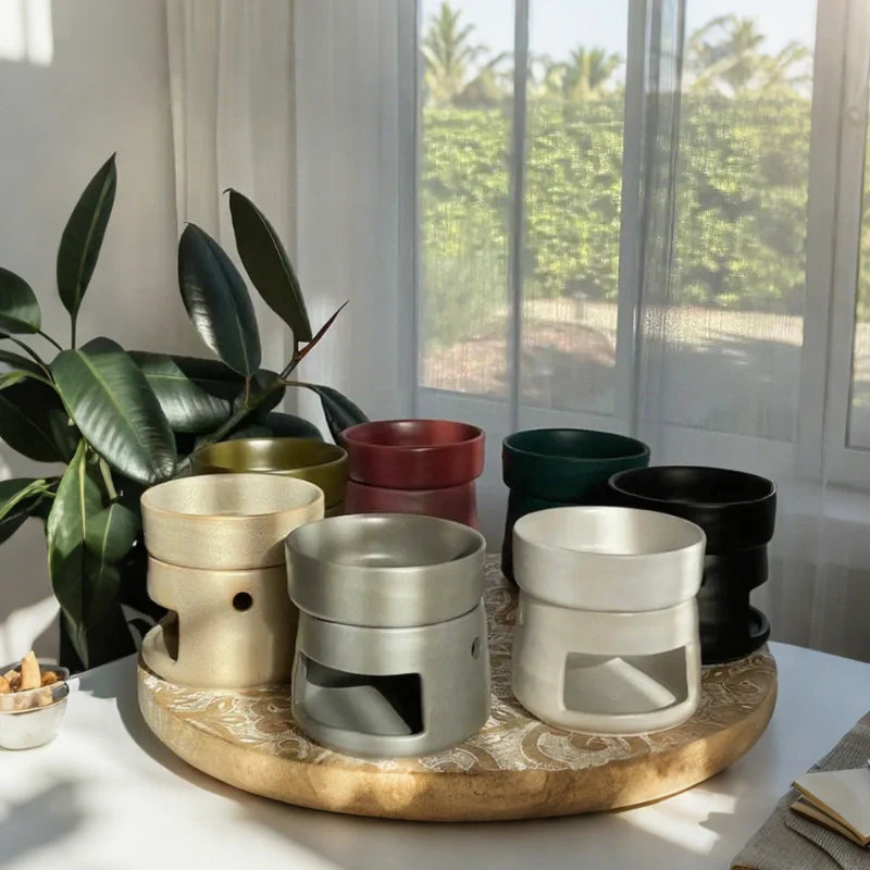 AromaLuna Aroma Diffusor | Keramik Duftlampe mit LED Licht