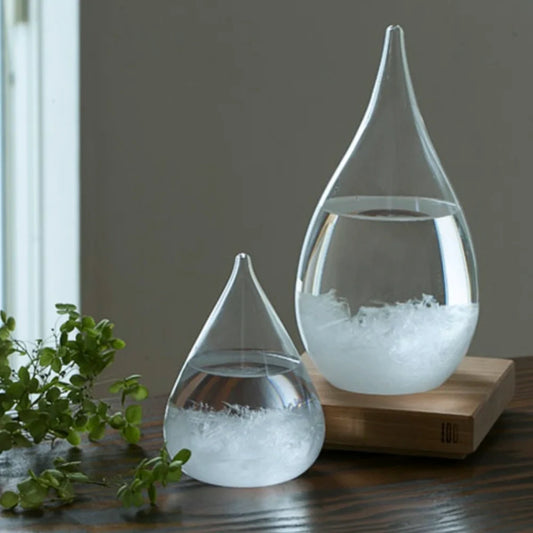 Cryalume Wetterlampe | Leuchtendes Kristall Display mit Temperatur Effekt & Holzsockel