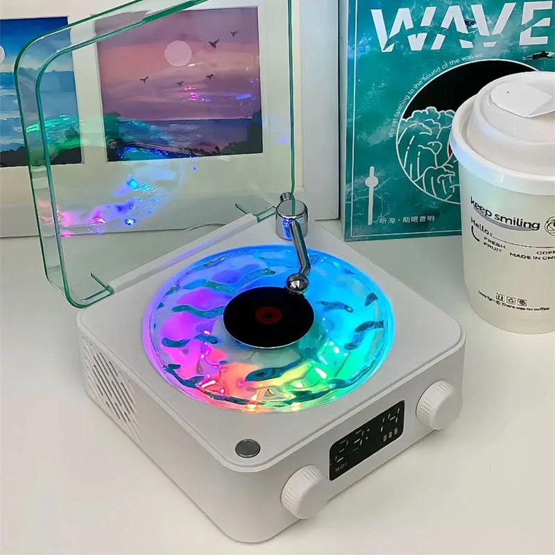 VinylGlow Nachtlicht | Bluetooth LED Lampe mit Uhr & Retro Design