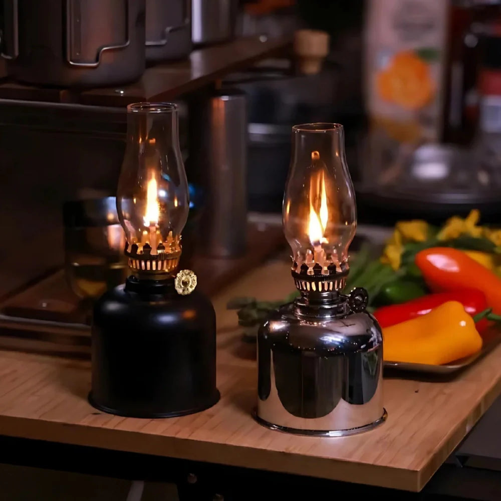 Aurivis Öllampe | Vintage Windlicht aus Eisen mit regulierbarer Flamme