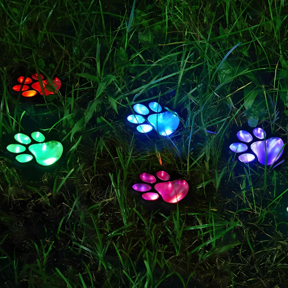 LumiPaw Solarlicht | LED Gartenleuchte mit Pfotenmotiv warmweiß