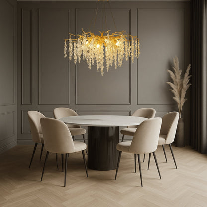 Suspension Elyndria | G9 LED 3000K Câble Réglable 100 cm | Gouttes Verre & Aluminium