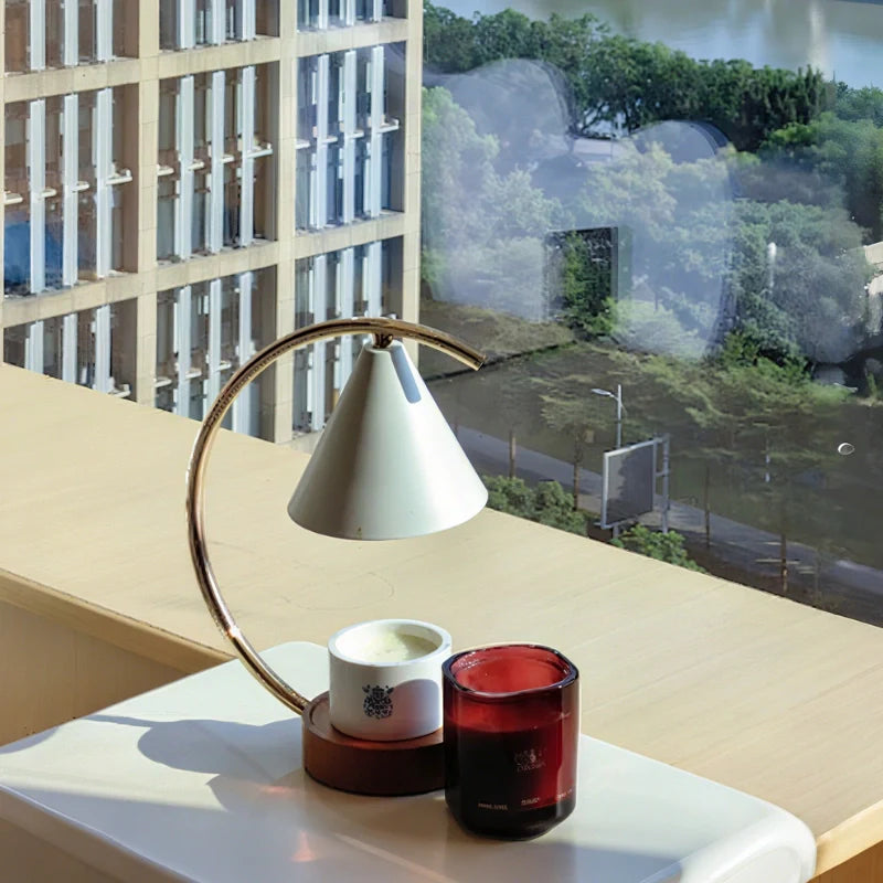 Lunaviax Duftlampe | Dimmbarer Duftwachswärmer mit Holzsockel