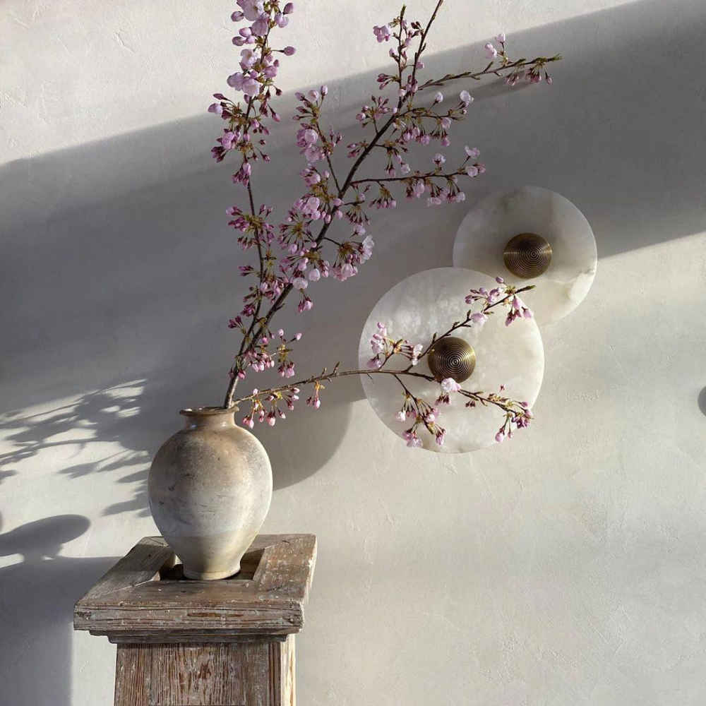 Applique Murale Solméra | Douille G9 Albâtre Véritable | Disque Minimaliste