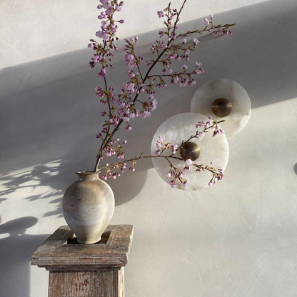 Applique Murale Solméra | Douille G9 Albâtre Véritable | Disque Minimaliste