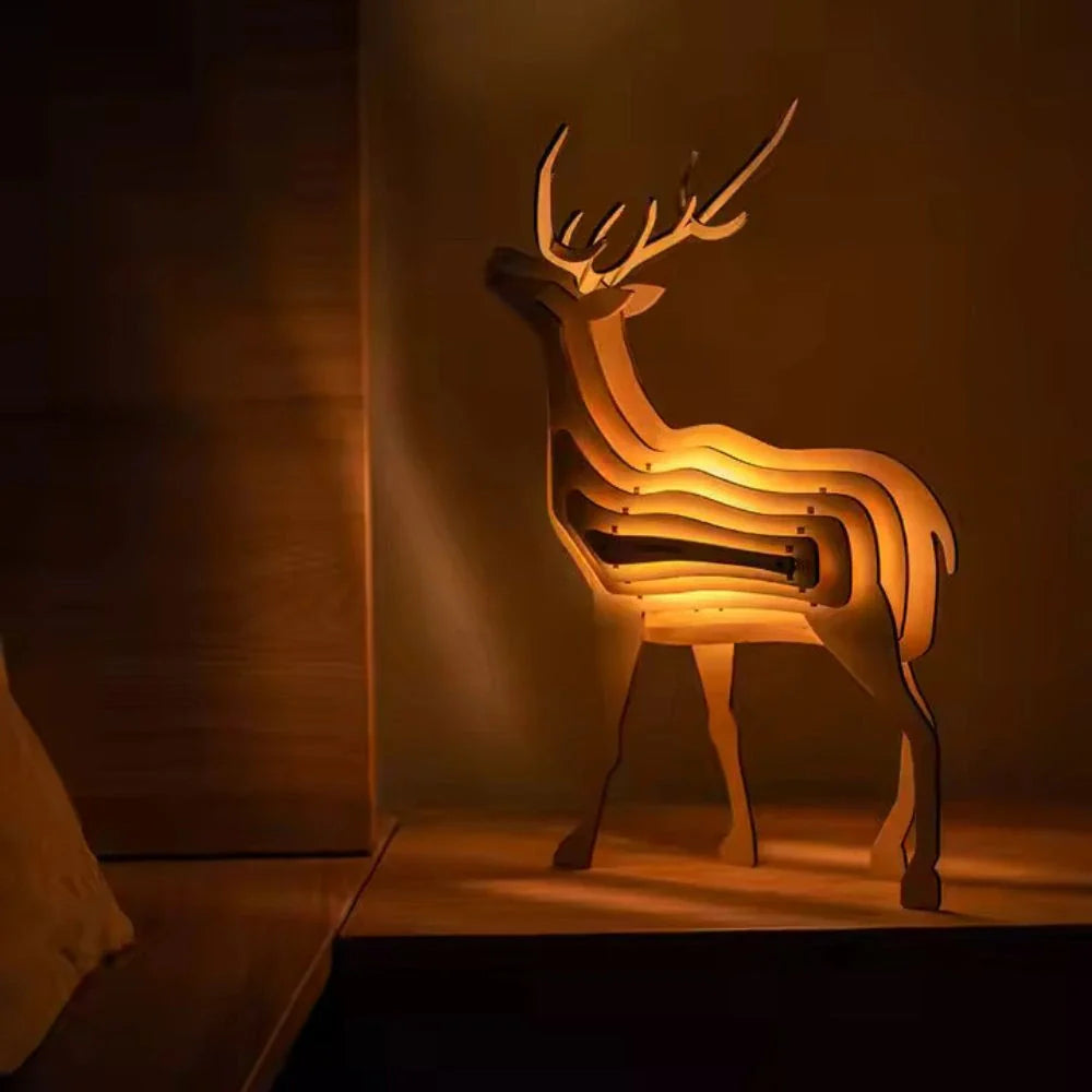 LumoTale Holzleuchte | Handgemachte 3D Tierlampe mit Sensor
