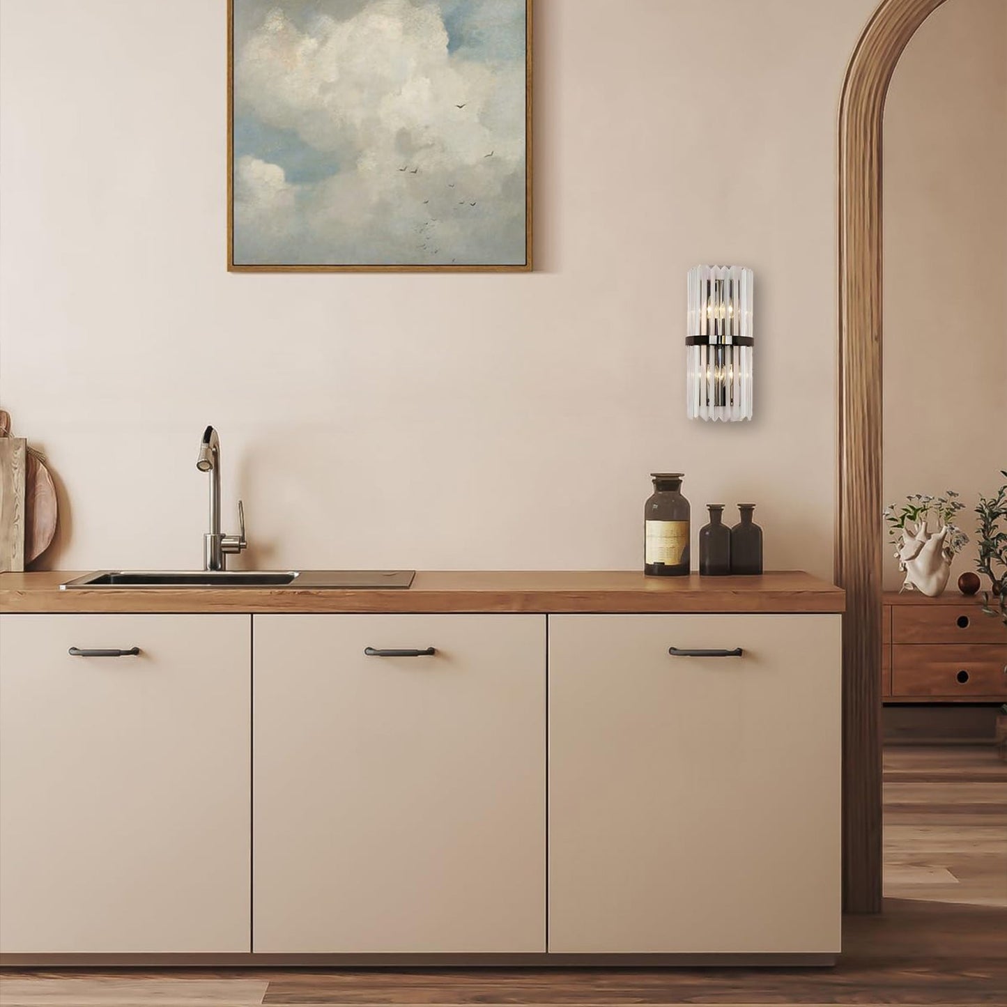 Applique Murale Élyndor | G9/E14 9W 3000K | Acier Inox & Cristal Luxe