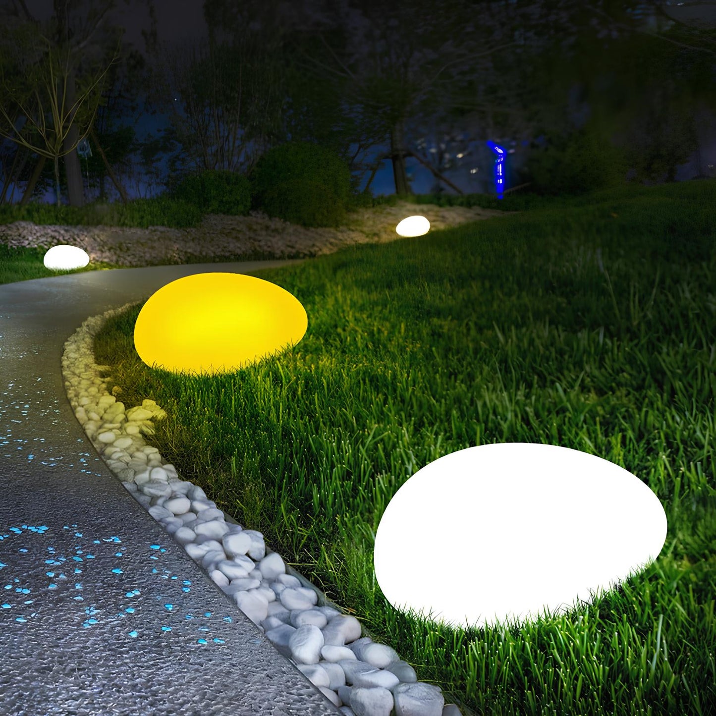 LumaStone Gartenleuchte | LED Solar Kugellampe mit Farbwechsel