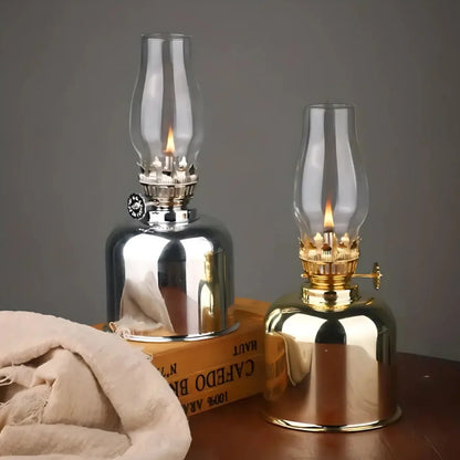 Aurivis Öllampe | Vintage Windlicht aus Eisen mit regulierbarer Flamme