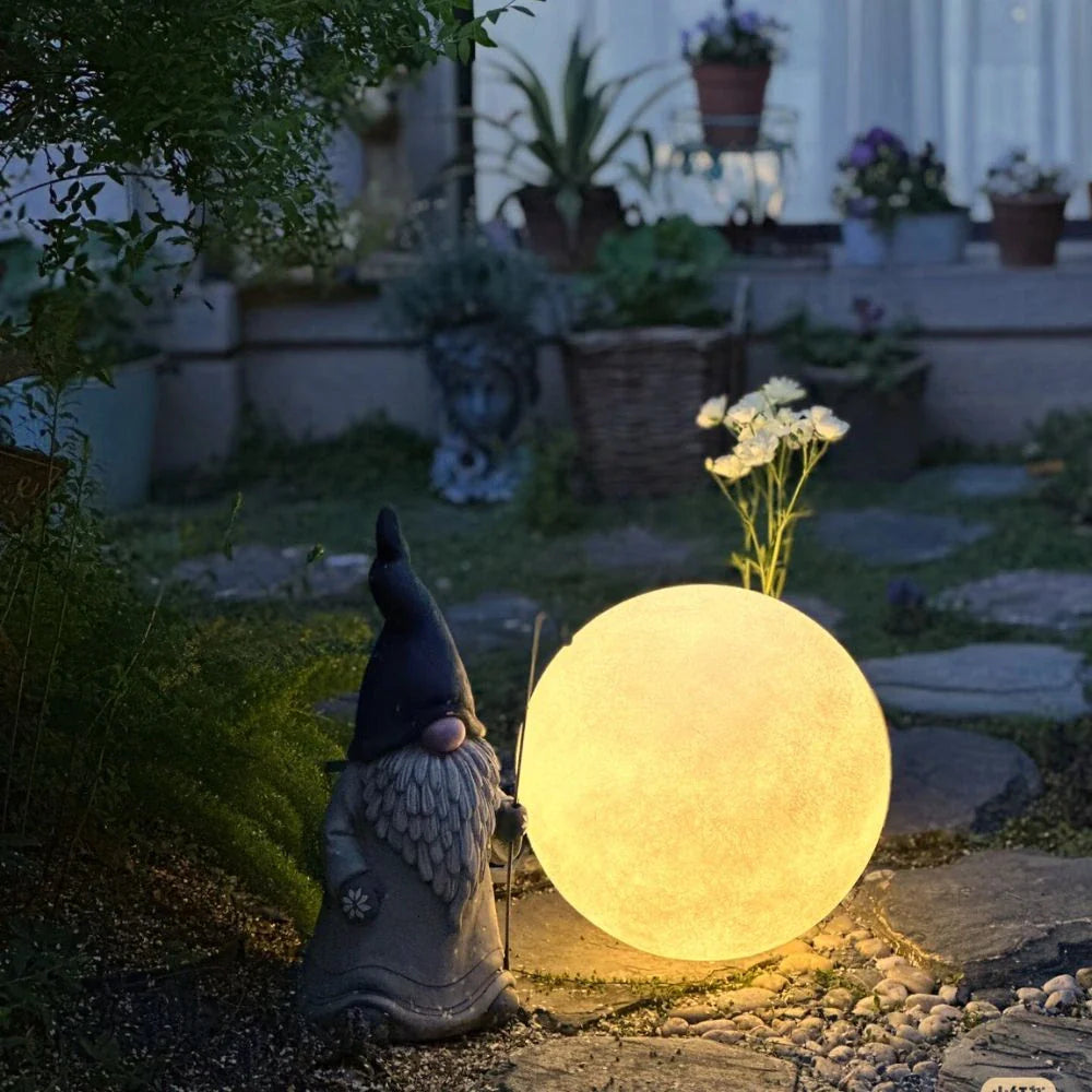 LunaGlow Gartenleuchte | Solar LED Mondlampe mit Farbwechsel & USB Ladefunktion