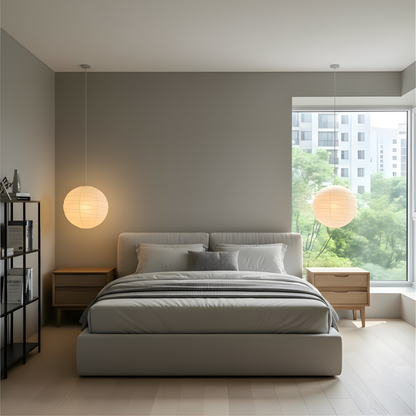 Suspension Kaïryu | Douille E27 Câble Réglable 100 cm | Papier Washi Japonais