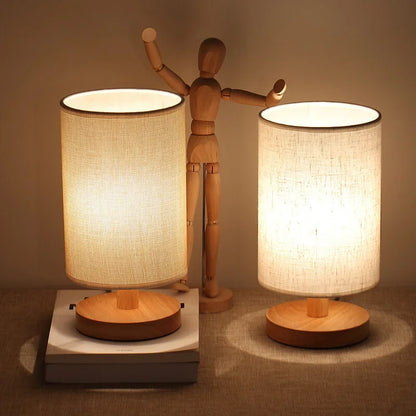 Naturora Tischlampe | Dimmbares Holz Stoff Design mit Fernbedienung