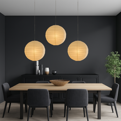 Suspension Kaïryu | Douille E27 Câble Réglable 100 cm | Papier Washi Japonais