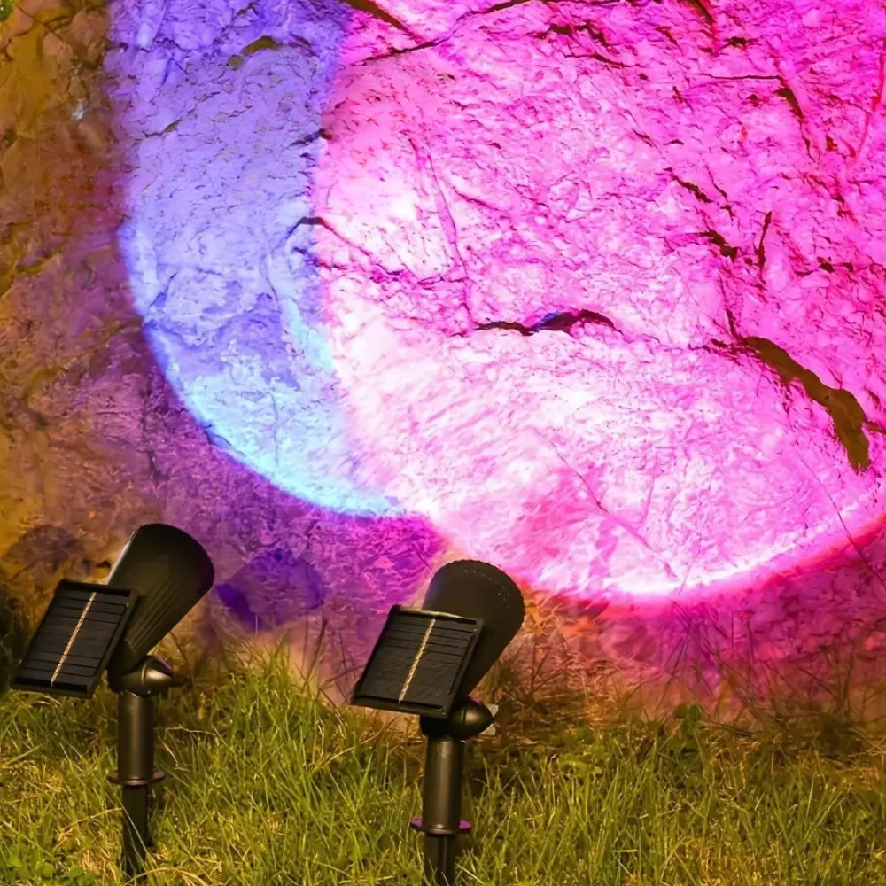 SolarGlow Gartenstrahler | LED Solar Spot mit Farbwechsel für Außen