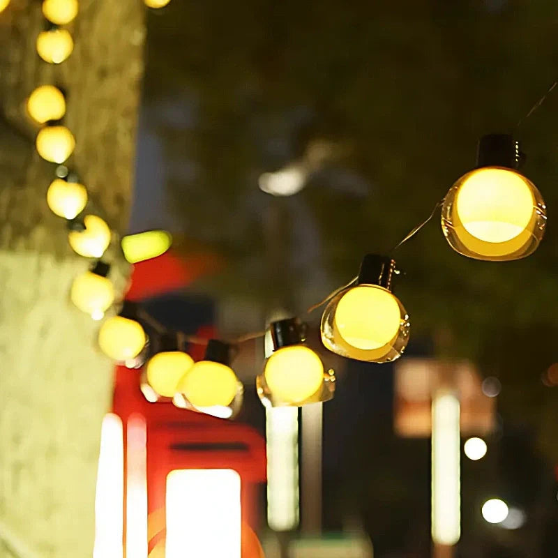 AurynLight Solar Lichterkette | Warmweiße LED Außenbeleuchtung mit USB