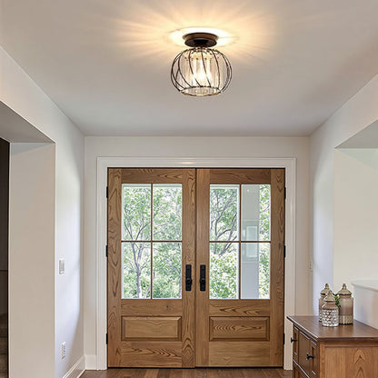 Plafonnier Orlitha | LED 12W 3CCT 3000K–6000K | Métal & Cristal Noir Élégant