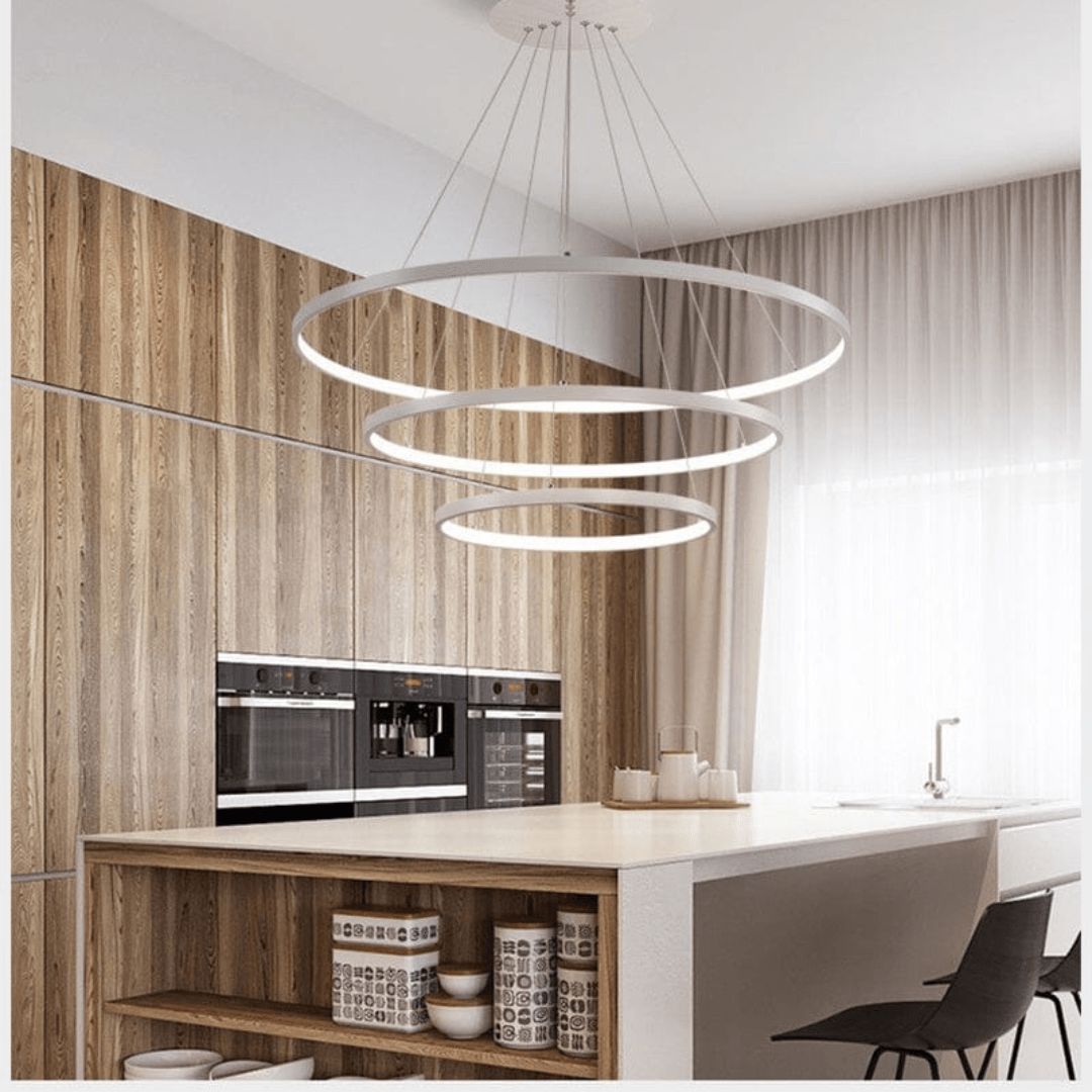 Suspension Auralynx | Triple Anneaux Ø40/60/80 Dimmable Mémoire | LED 50 000+ h Télécommande
