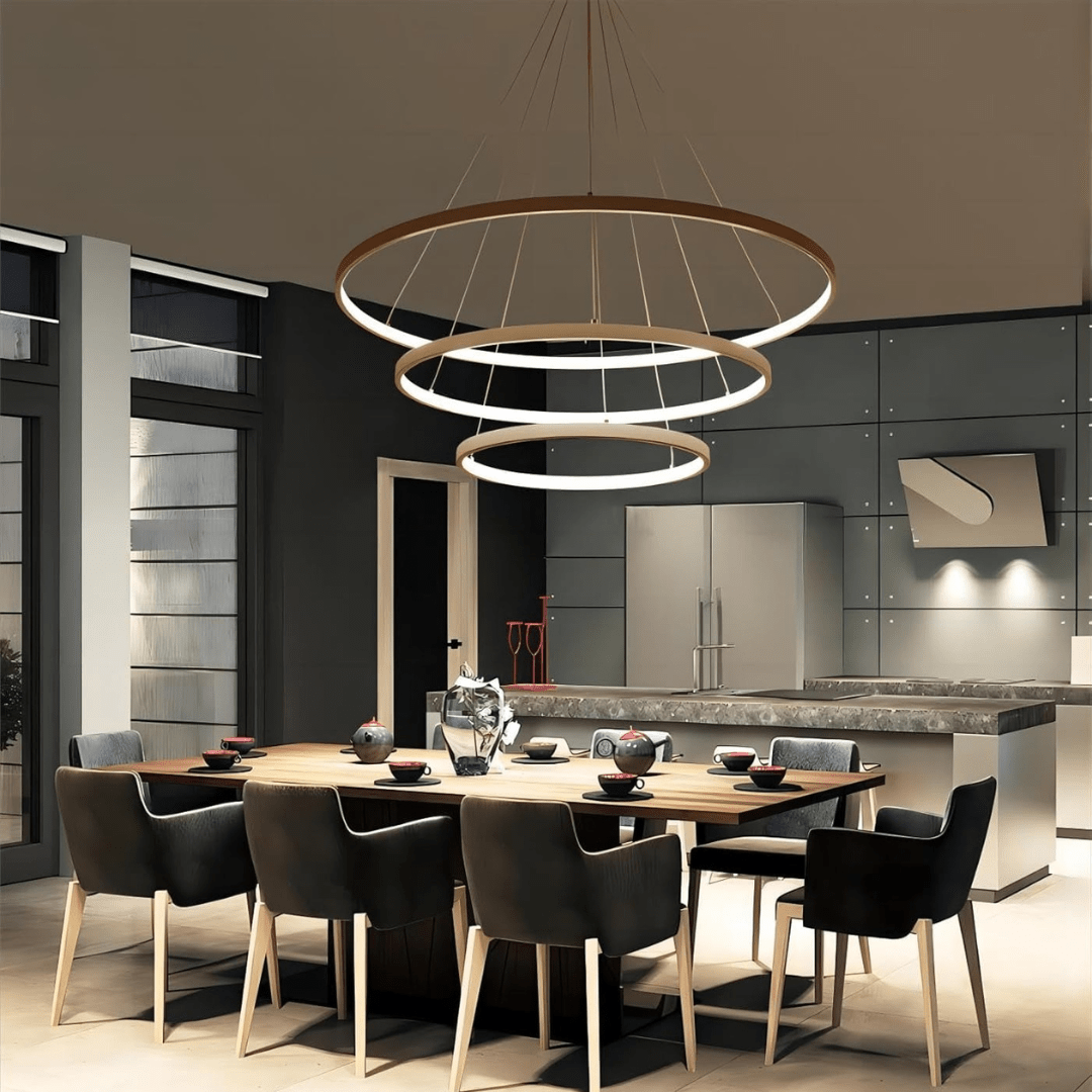 Suspension Auralynx | Triple Anneaux Ø40/60/80 Dimmable Mémoire | LED 50 000+ h Télécommande