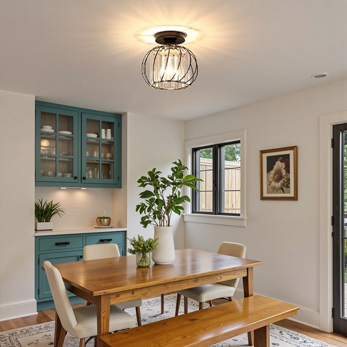 Plafonnier Orlitha | LED 12W 3CCT 3000K–6000K | Métal & Cristal Noir Élégant