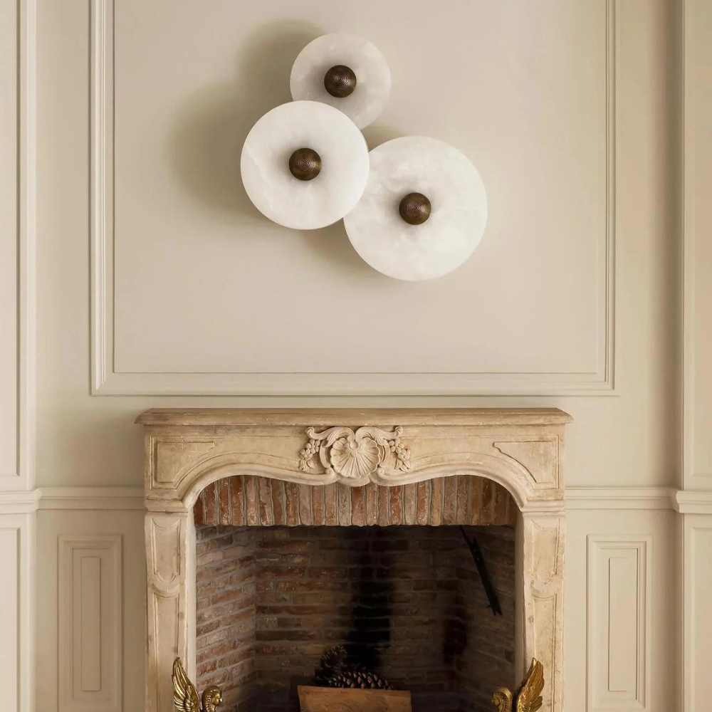 Applique Murale Solméra | Douille G9 Albâtre Véritable | Disque Minimaliste