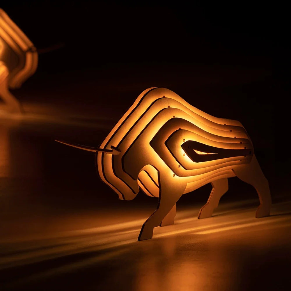 LumoTale Holzleuchte | Handgemachte 3D Tierlampe mit Sensor